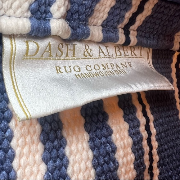 Dash & Albert Rug Company Rugby Striped Denim Blue/White Indoor Outdoor Tote - Picture 3 of 4